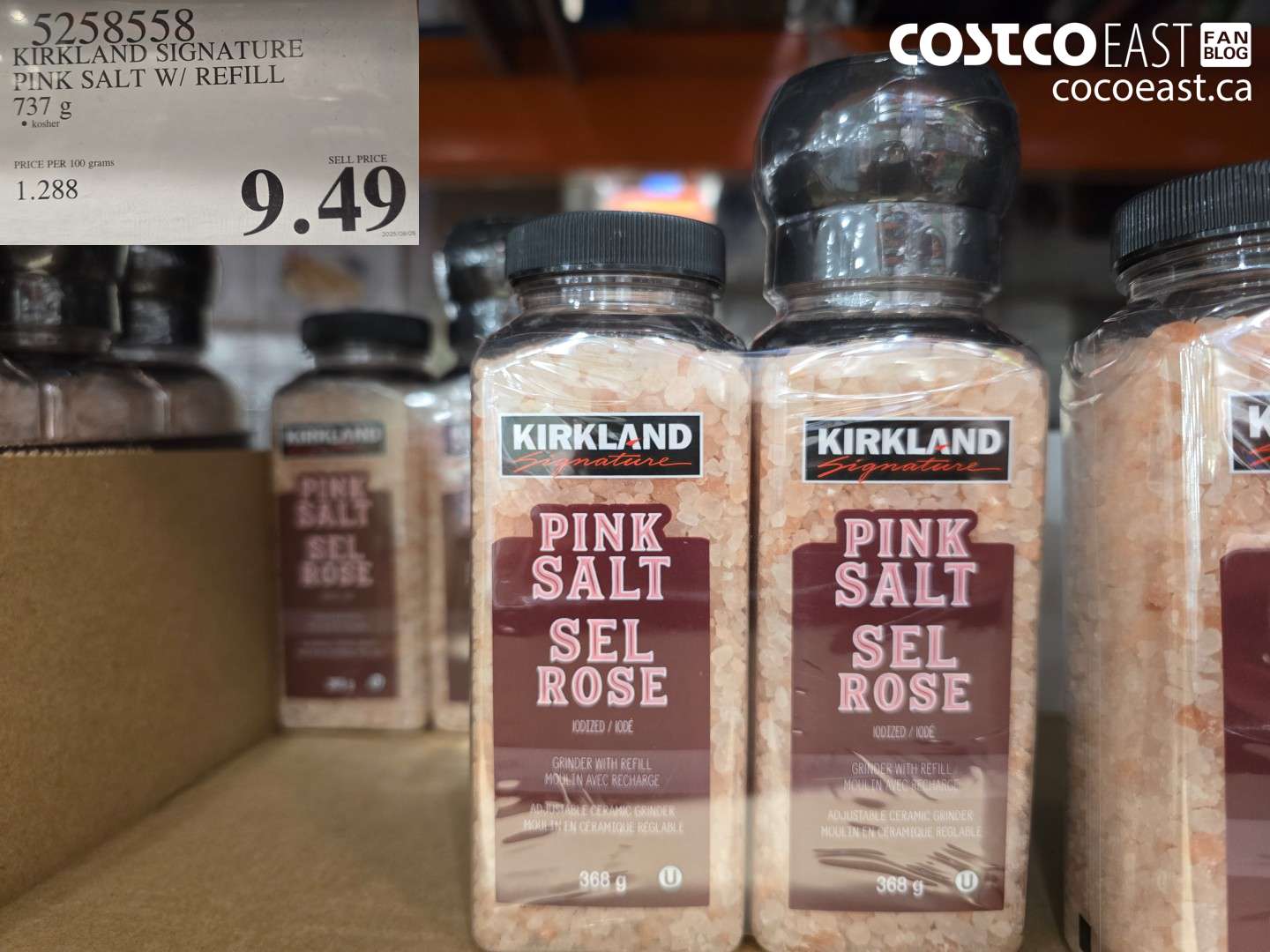 5258558 KIRKLAND SIGNATURE PINK SALT W/REFILL 737 G $9.49
