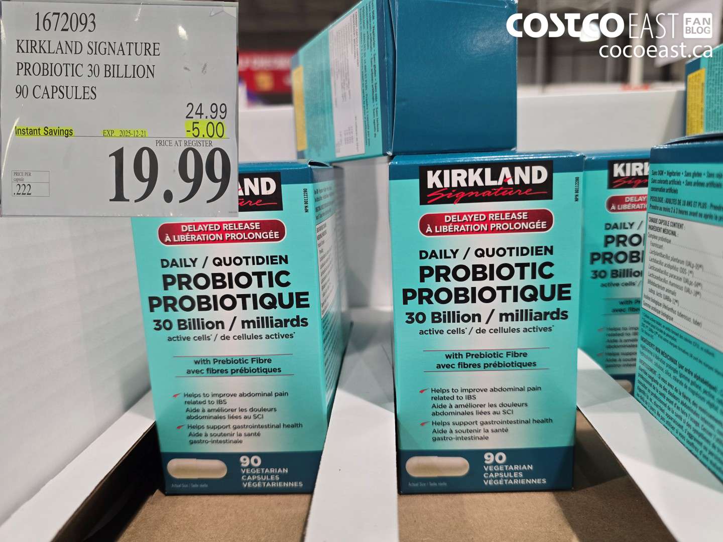 1672093 KIRKLAND SIGNATURE PROBIOTIC 30 BILLION 90 CAPSULES ($5.00 INSTANT SAVINGS EXPIRES ON 2025-12-21) $19.99