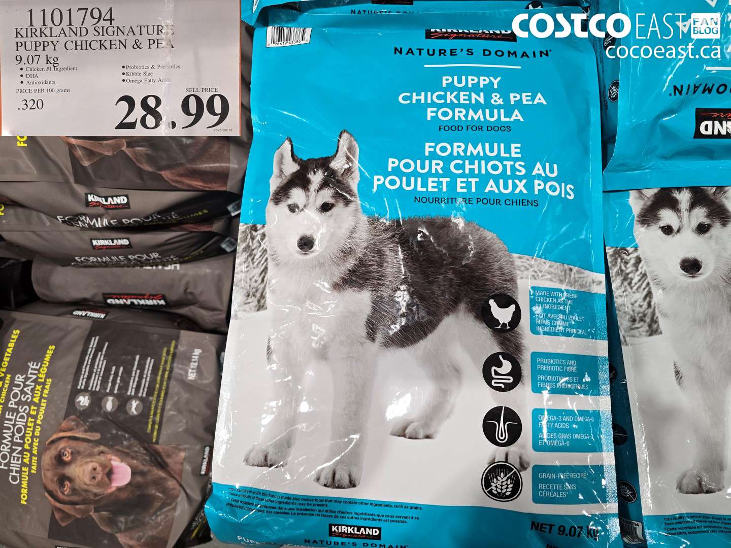 1101794 KIRKLAND SIGNATURE PUPPY CHICKEN & PEA 9.07 kg $28.99