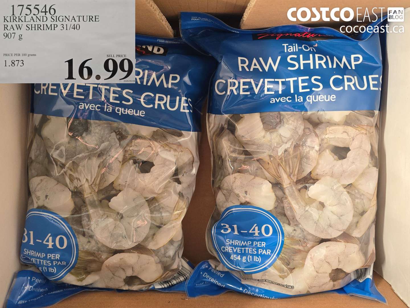 175546 KIRKLAND SIGNATURE RAW SHRIMP 31/40 907 g $16.99