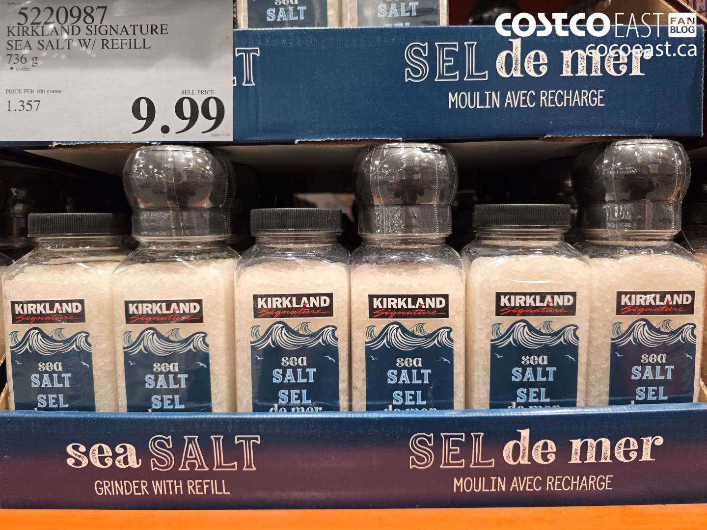 5220987 KIRKLAND SIGNATURE SEA SALT W.REFILL 736 G $9.99