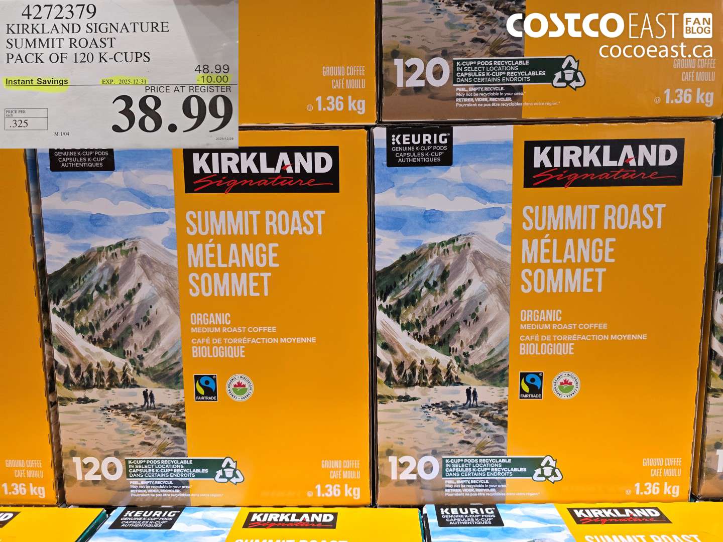 4272379 KIRKLAND SIGNATURE SUMMIT ROAST PACK OF 120 K-CUP ($10.00 INSTANT SAVINGS EXPIRES ON 2025-12-31) $38.99