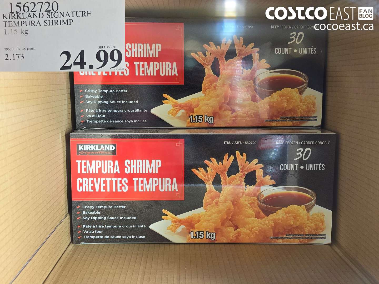 1562720 KIRKLAND SIGNATURE TEMPURA SHRIMP 1.15 KG $24.99