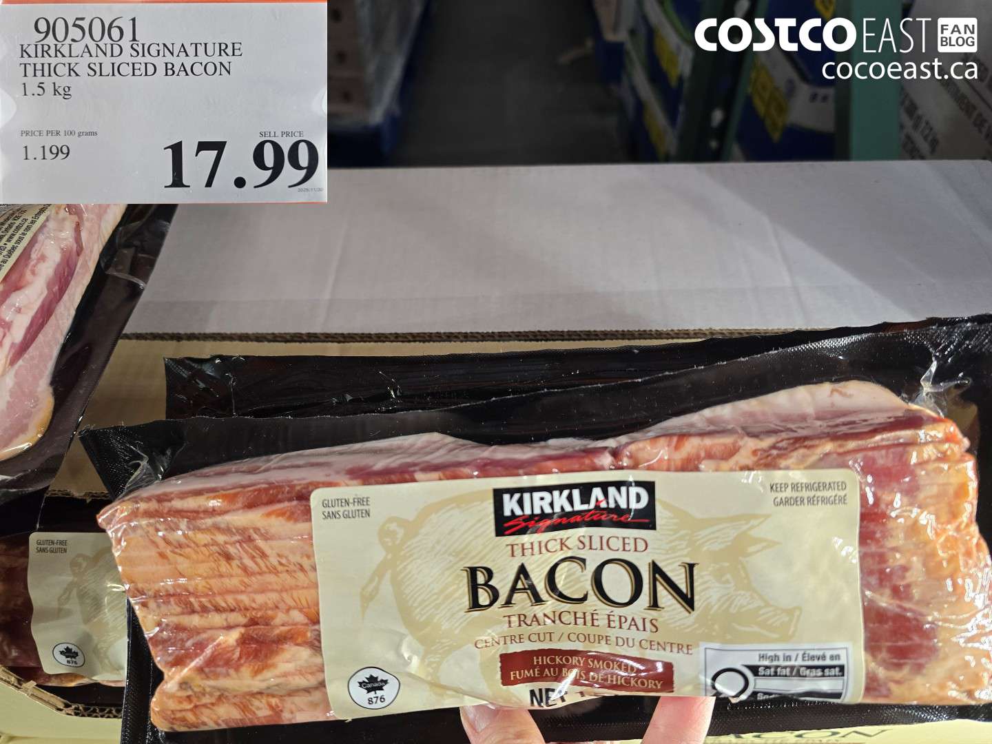 905061 KIRKLAND SIGNATURE THICK SLICED BACON 1.5 kg $17.99