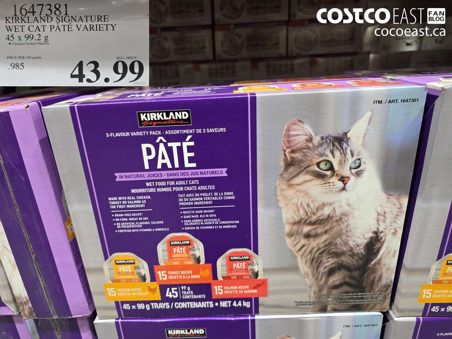 1647381 KIRKLAND SIGNATURE WET CAT PATE VARIETY 45 x 99.2 G $43.99