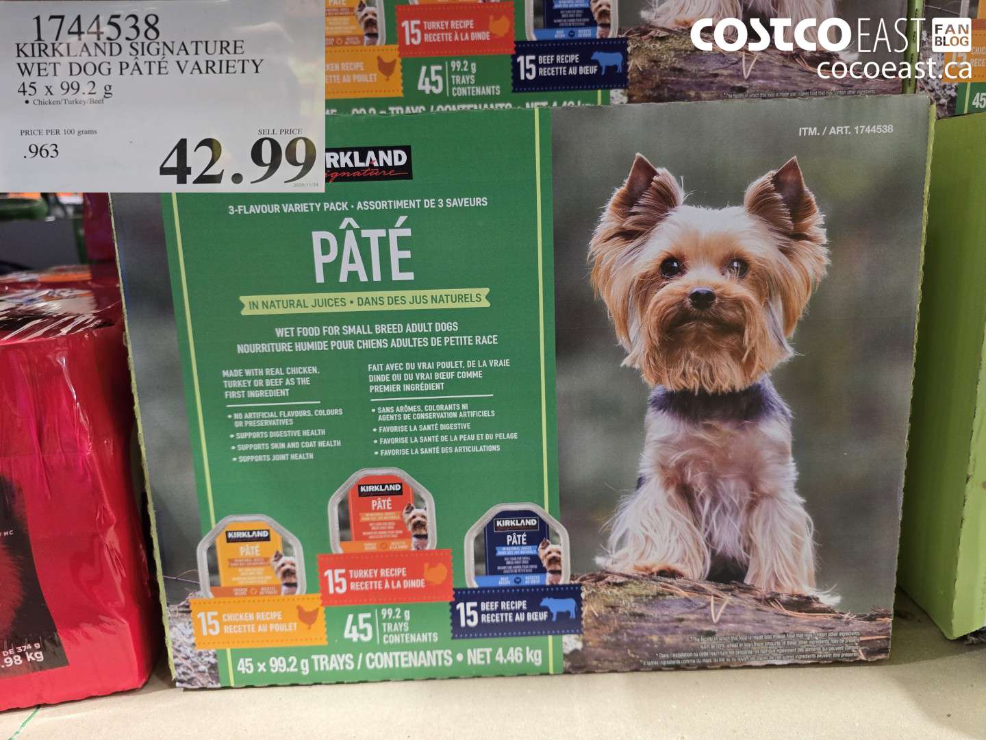 1744538 KIRKLAND SIGNATURE WET DOG PATE VARIETY 45 x 99.2 g $42.99