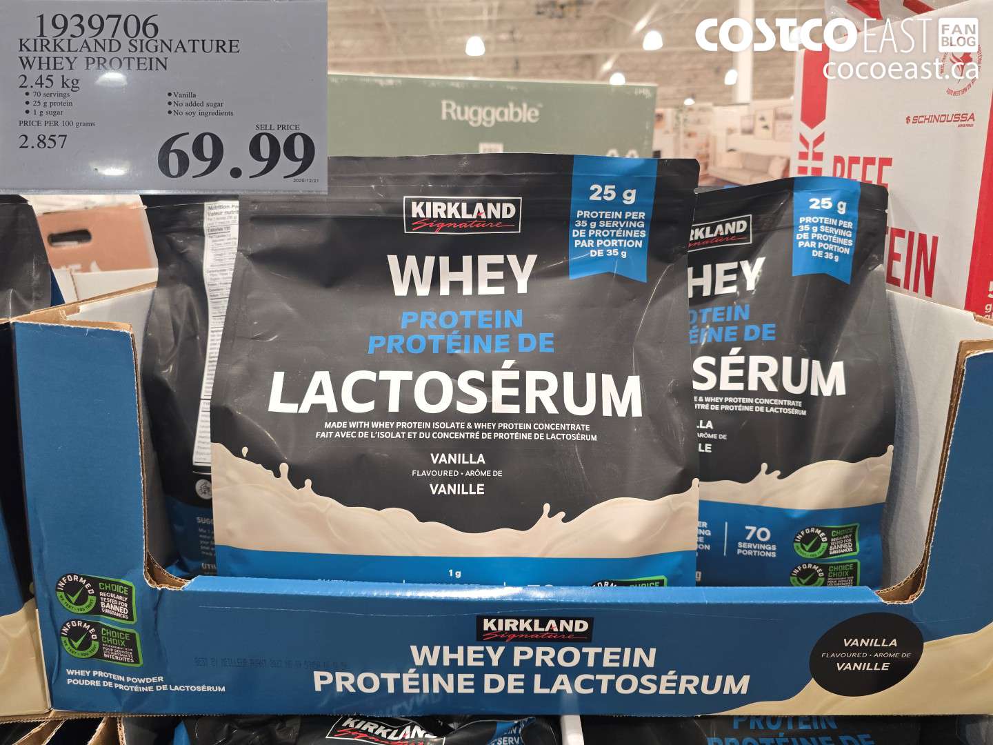 1939706 KIRKLAND SIGNATURE WHEY PROTEIN 2.45 KG $69.99