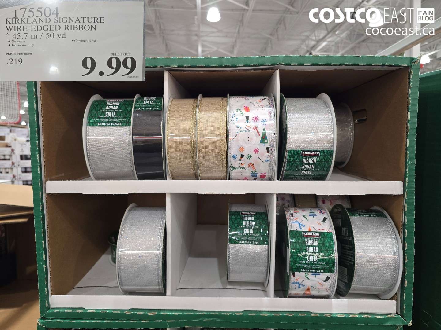 175504 KIRKLAND SIGNATURE WIRE-EDGED RIBBON 45.7 M / 50 YD $9.99