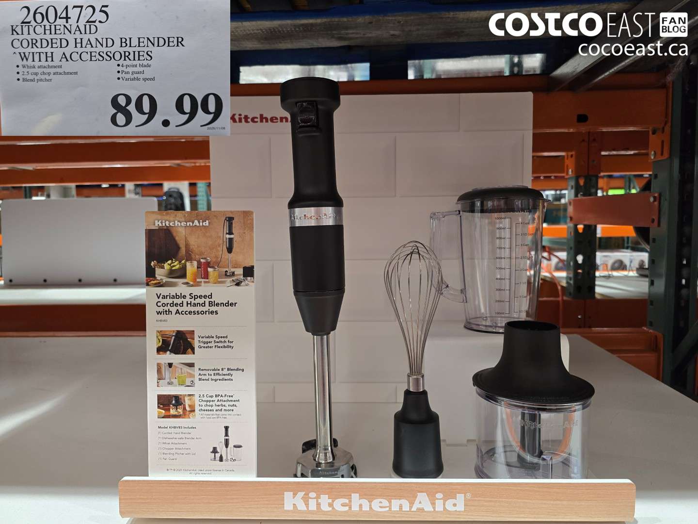 2604725 KITCHENAID CORDED HAND BLENDER WITH ACCESSORIES $89.99
