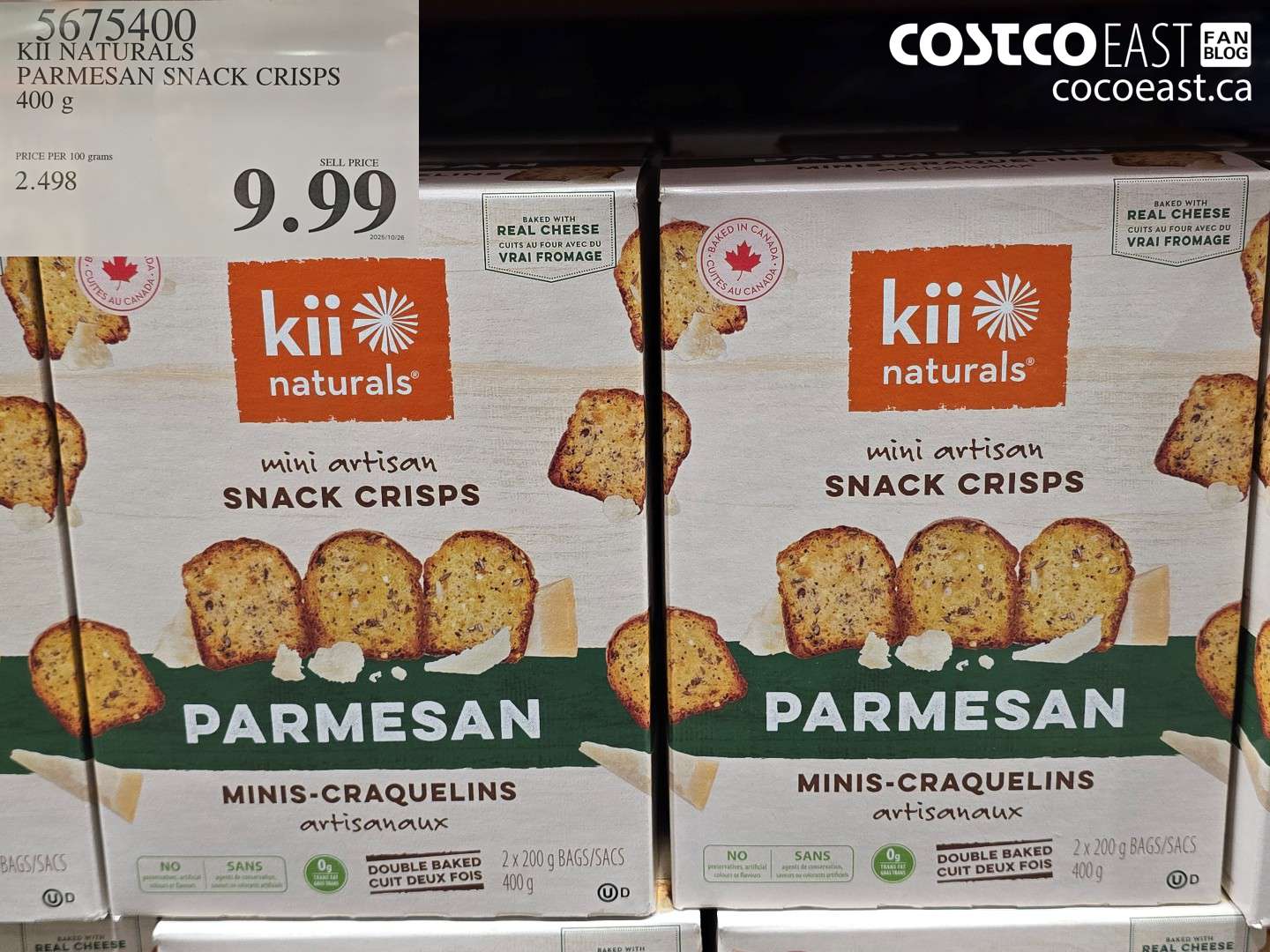 5675400 KIT NATURALS PARMESAN SNACK CRISPS 400 G $9.99