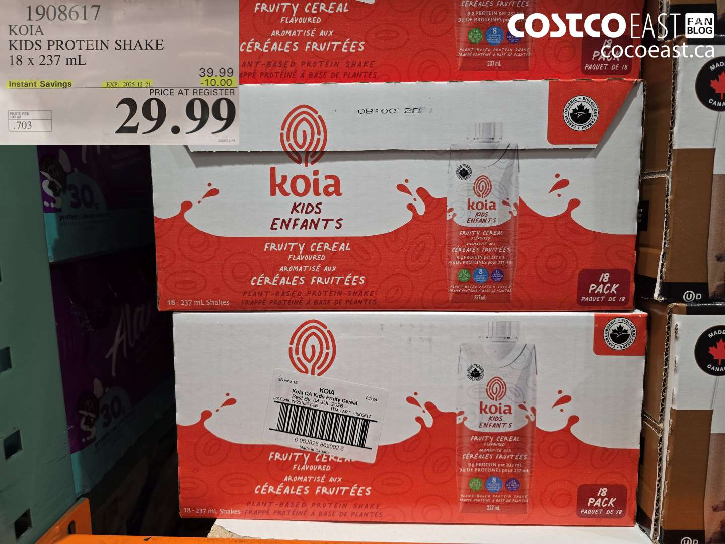 1908617 KOIA KIDS PROTEIN SHAKE 18 X 237 ML ($10.00 INSTANT SAVINGS EXPIRES ON 2025-12-21) $29.99