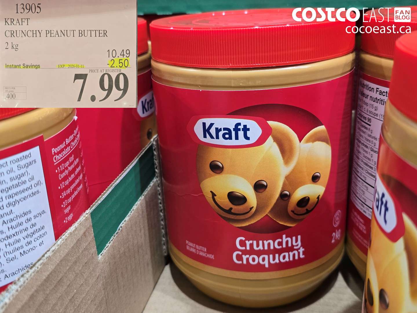 13905 KRAFT CRUNCHY PEANUT BUTTER 2 KG 2026-0-111 ($2.50 INSTANT SAVINGS) $7.99