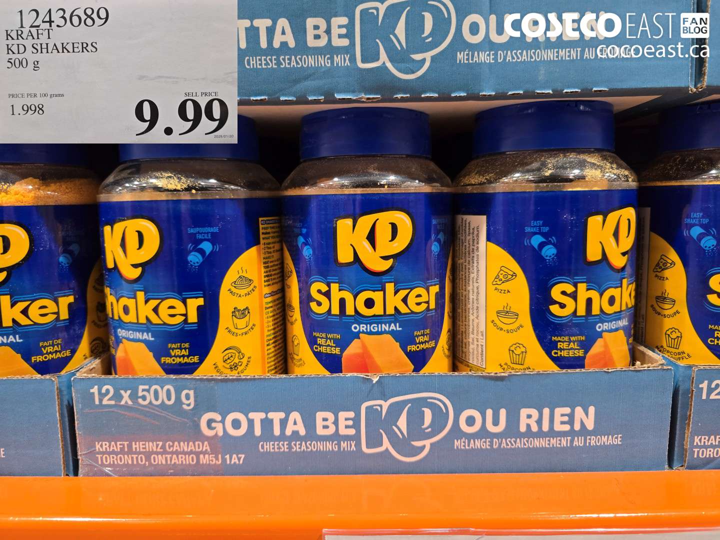 1243689 KRAFT KD SHAKERS 500g $9.99