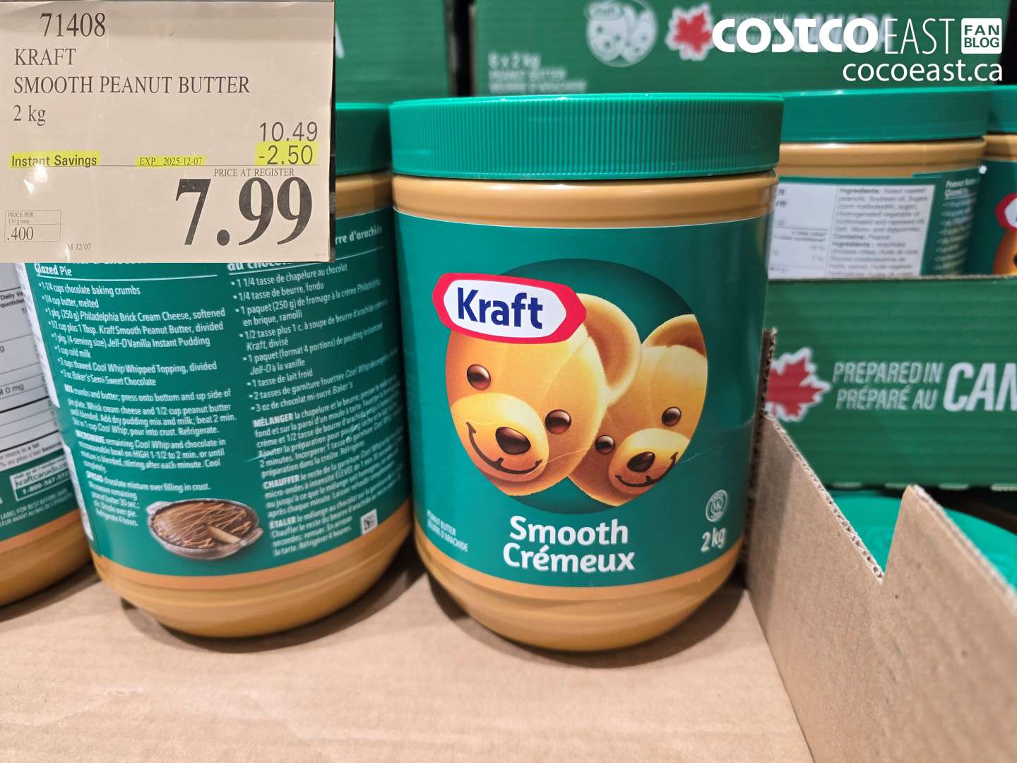 71408 KRAFT SMOOTH PEANUT BUTTER 2 KG ($2.50 INSTANT SAVINGS EXPIRES ON 2025-12-07) $7.99