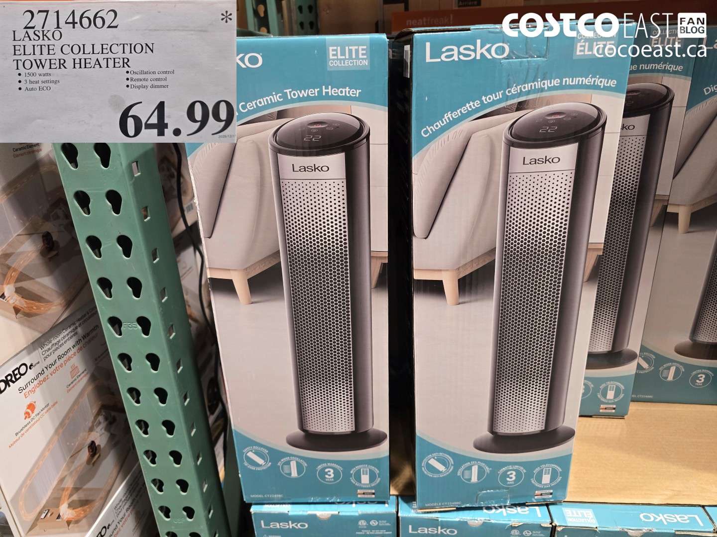 2714662 LASKO ELITE COLLECTION TOWER HEATER $64.99