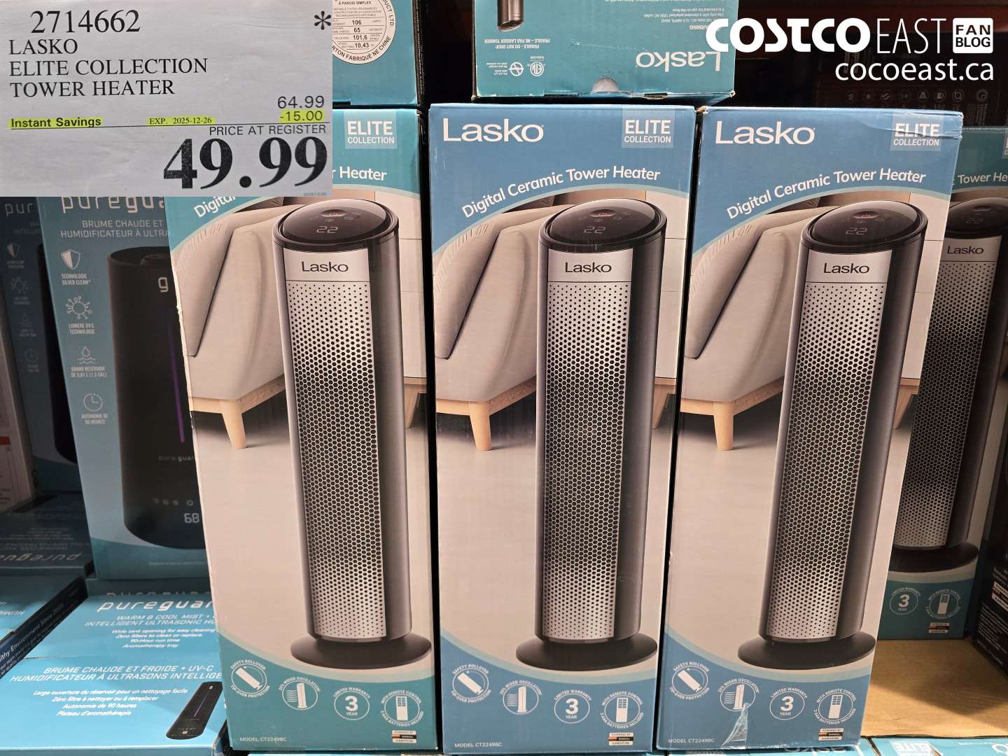 2714662 LASKO ELITE COLLECTION TOWER HEATER ($15.00 INSTANT SAVINGS EXPIRES ON 2025-12-26) $49.99