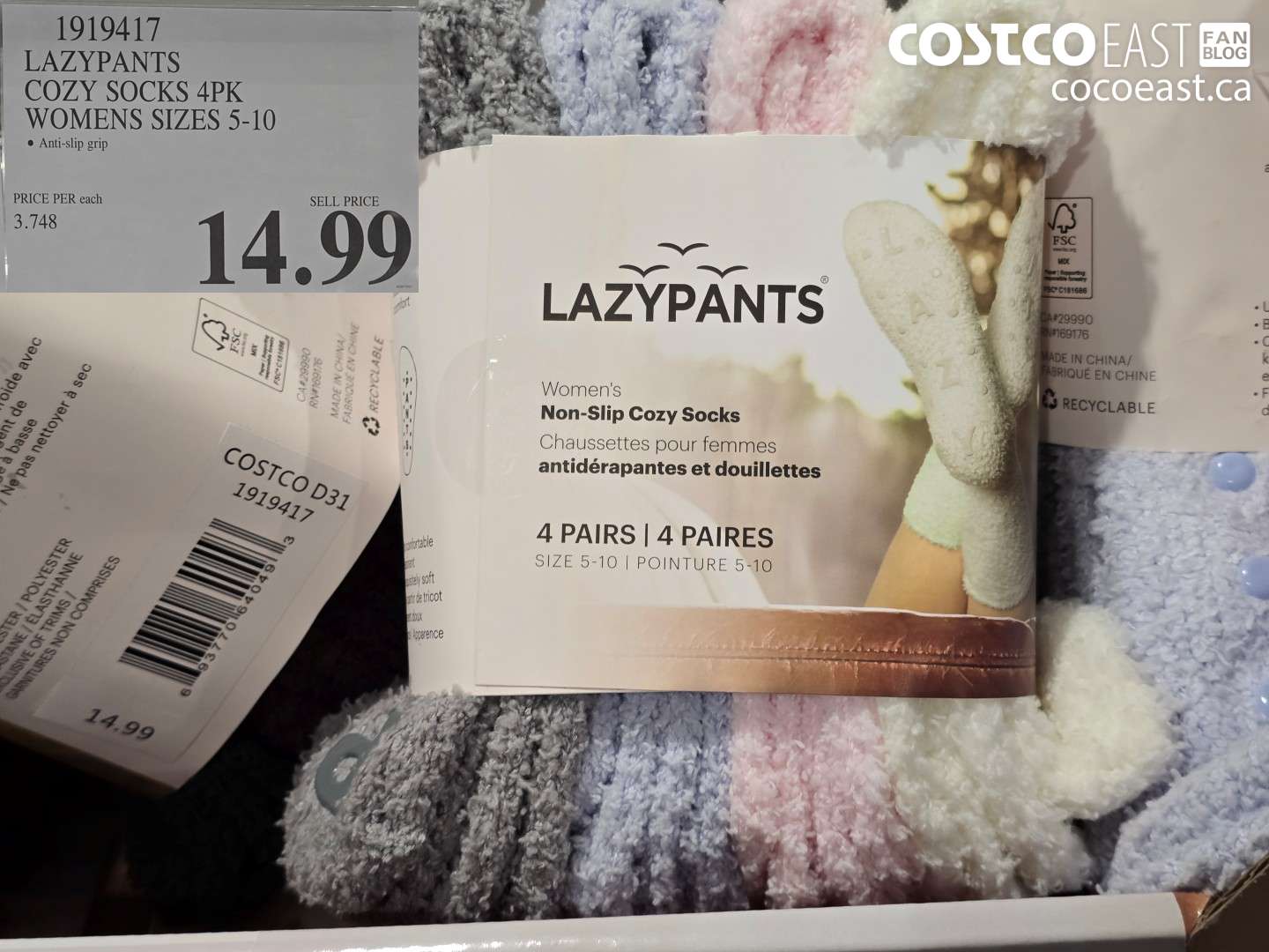 1919417 LAZYPANTS COZY SOCKS 4PK WOMENS SIZES 5-10 $14.99