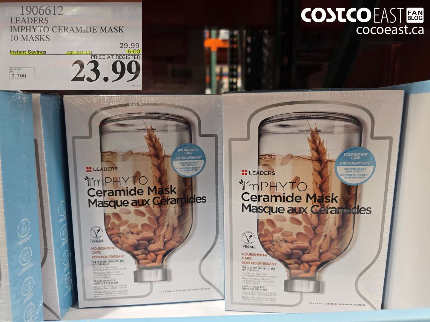 1906612 LEADERS IMPHYTO CERAMIDE MASK 10 MASKS ($6.00 INSTANT SAVINGS EXPIRES ON 2025-12-28) $23.99