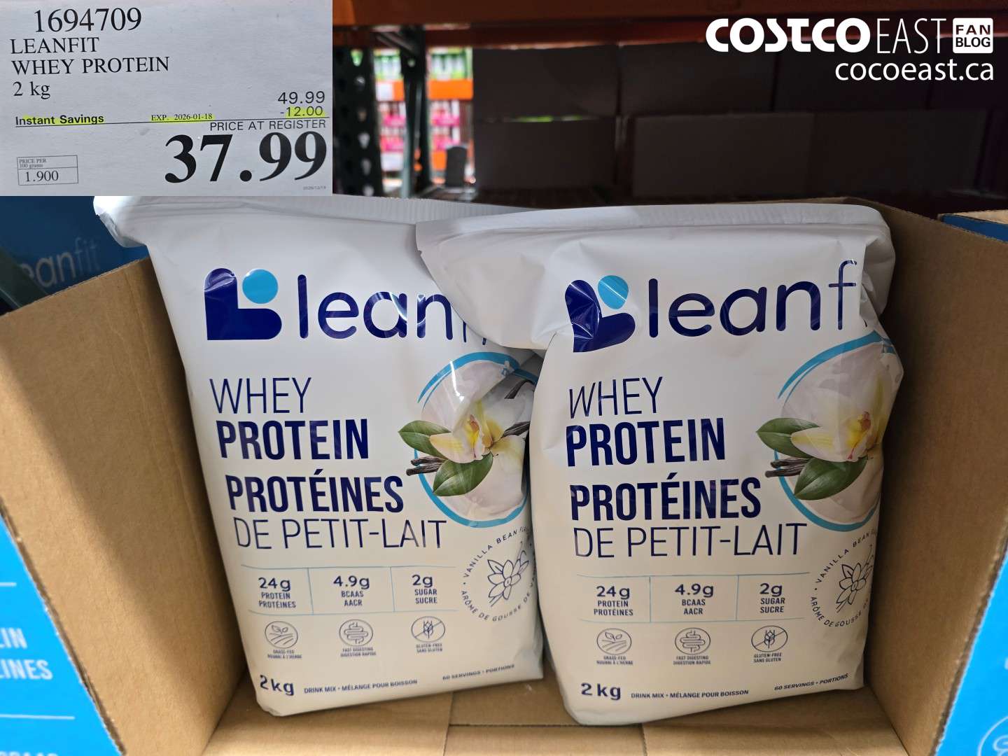 1694709 LEANFIT WHEY PROTEIN 2KG ($12.00 INSTANT SAVINGS EXPIRES ON 2026-01-18) $37.99