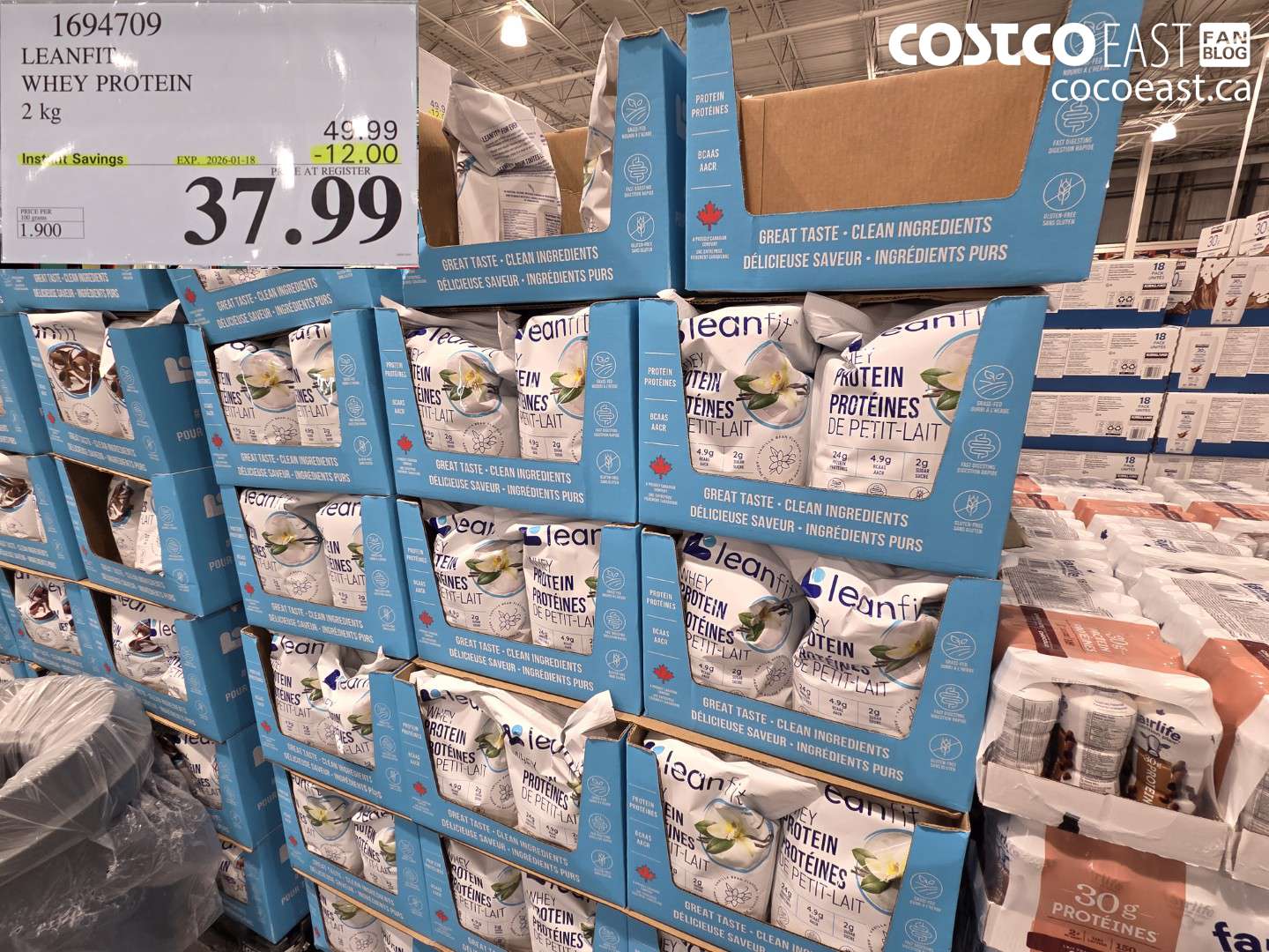 1694709 LEANFIT WHEY PROTEIN 2KG ($12.00 INSTANT SAVINGS EXPIRES ON 2026-01-18) $37.99