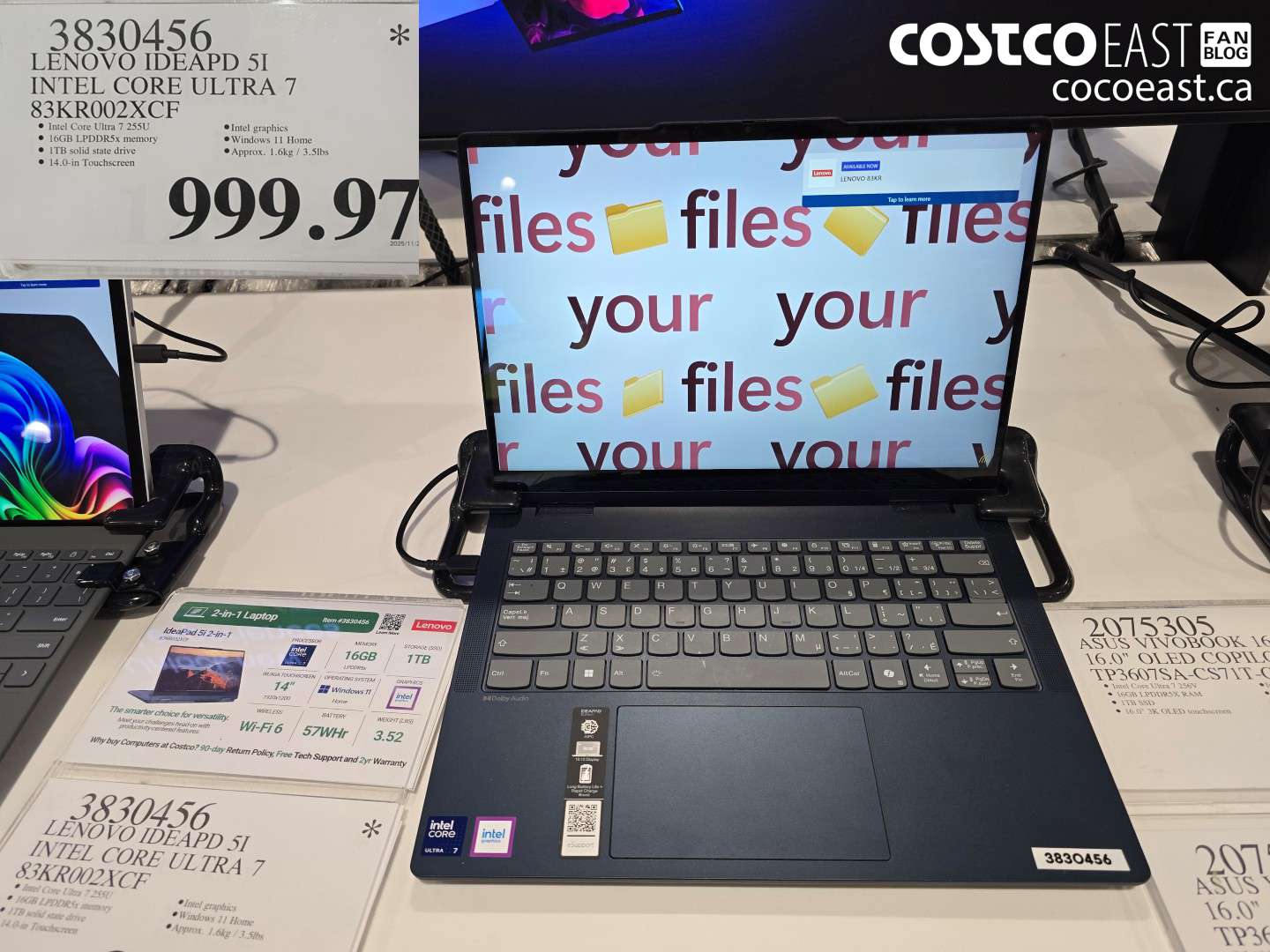 3830456 LENOVO IDEAPD 5I INTEL CORE ULTRA 7 83KR002XCF $999.97