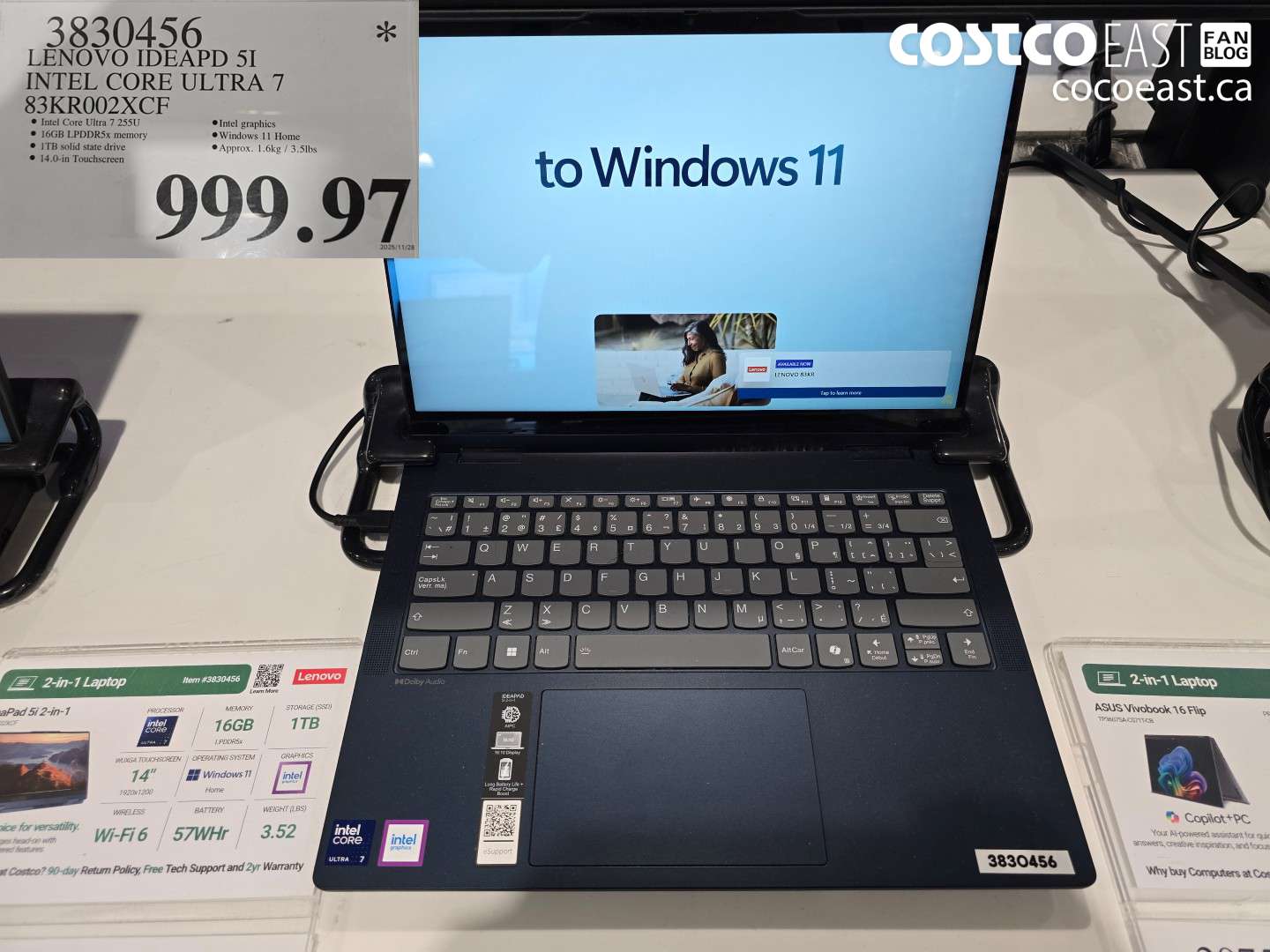 3830456 LENOVO IDEAPD 5I INTEL CORE ULTRA 7 83KR002XCF $999.97