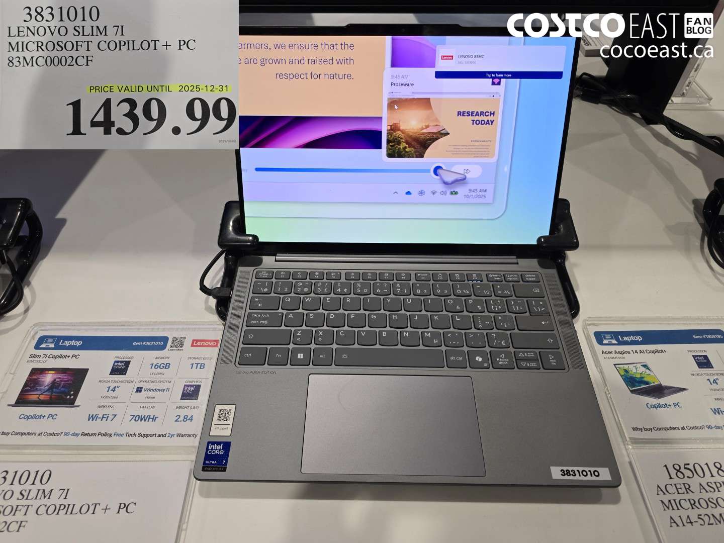 3831010 LENOVO SLIM 7I MIRCOSOFT COPILOT + PC 83MC0002CF $1439.99