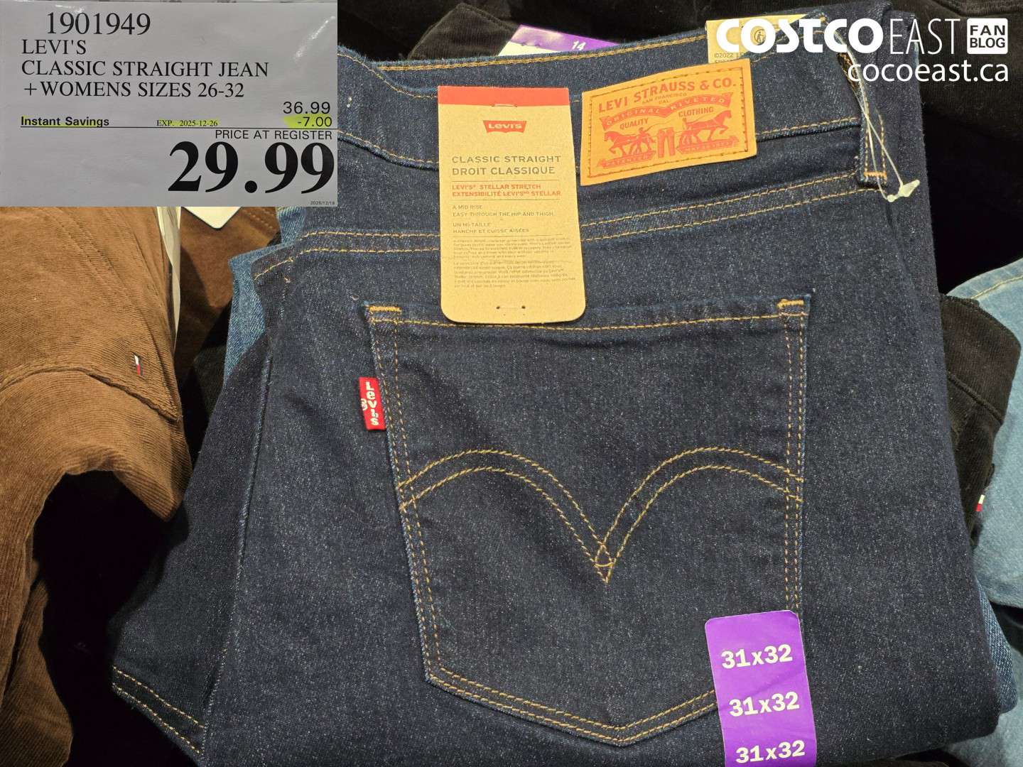 1901949 LEVI'S CLASSIC STRAIGHT JEAN + WOMENS SIZES 26-32 ($7.00 INSTANT SAVINGS EXPIRES ON 2025-12-26) $29.99
