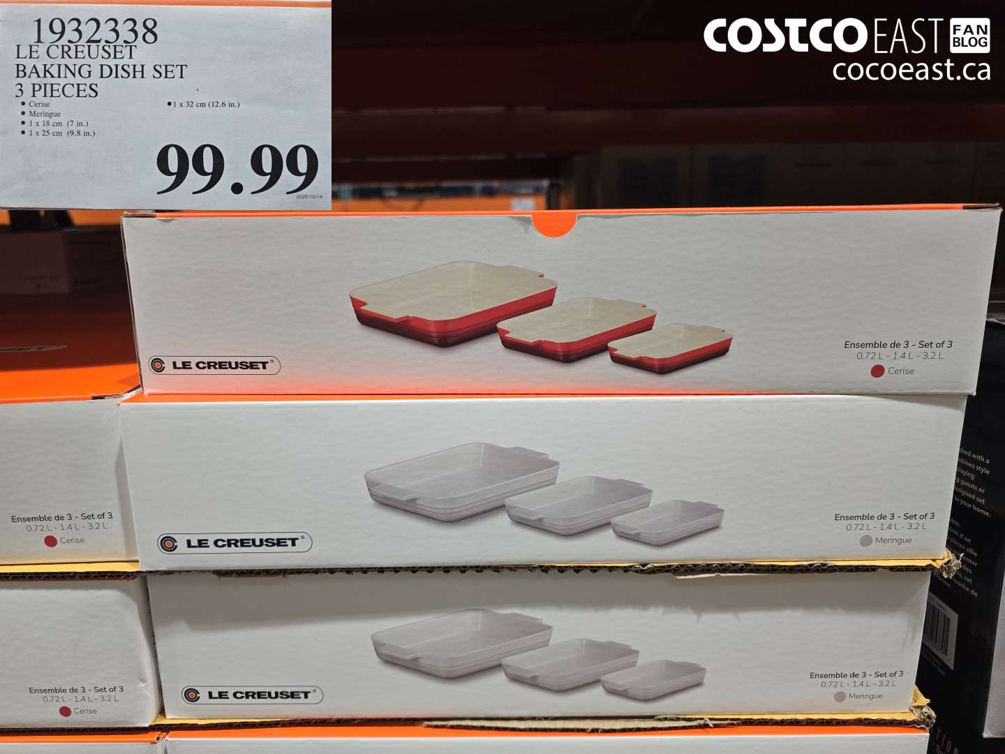 1932338 LE CREUSET BAKING DISH SET 3 PIECES $99.99