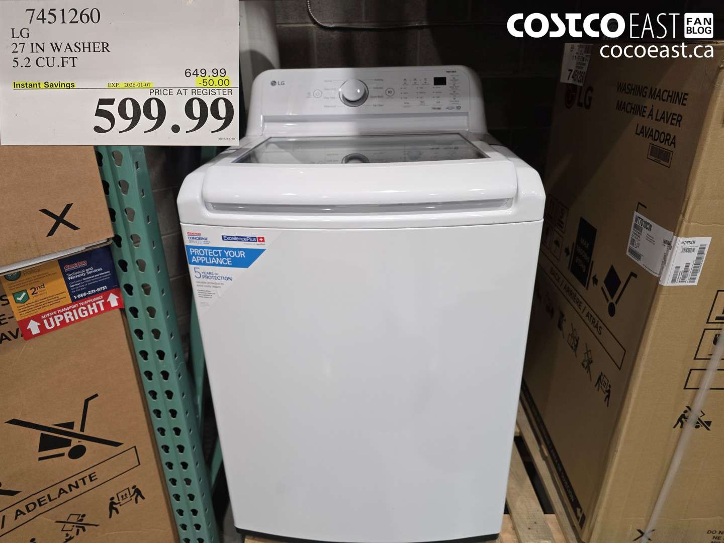 7451260 LG 27IN WASHER 5.2 CUFT ($50.00 INSTANT SAVINGS EXPIRES ON 2026-01-07) $599.99