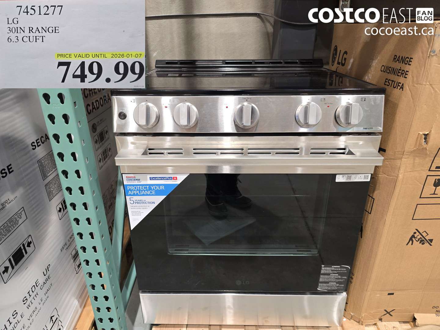 7451277 LG 30IN RANGE 6:3 CUFT $749.99