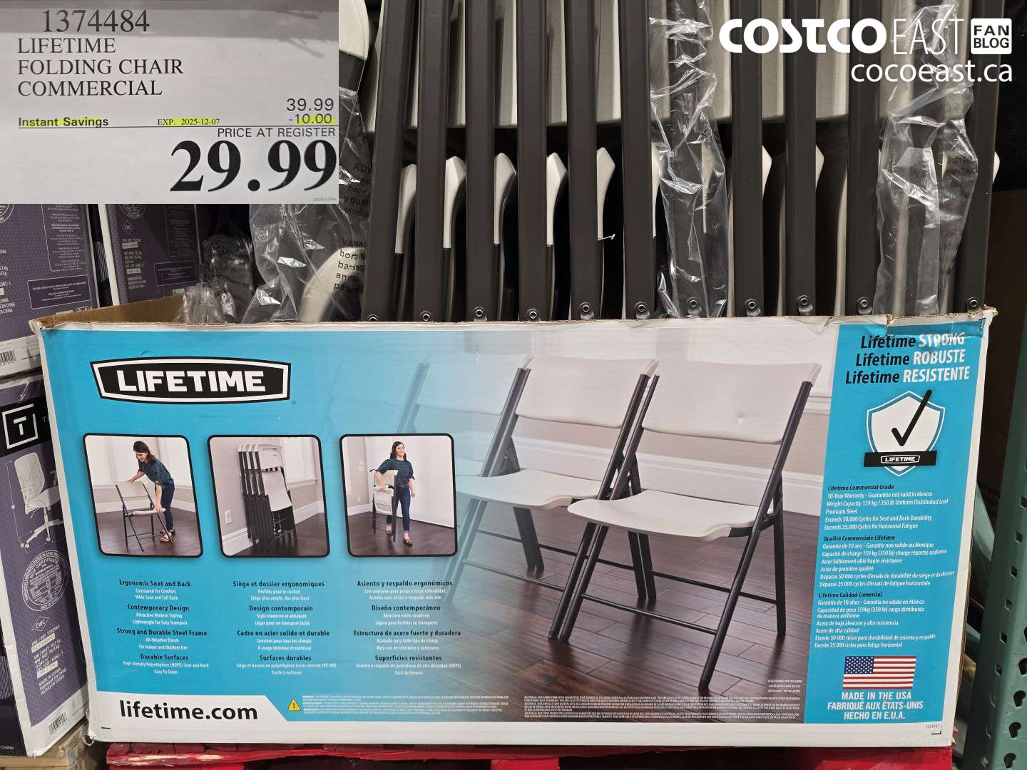 1374484 LIFETIME FOLDING CHAIR COMMERCIAL ($10.00 INSTANT SAVINGS EXPIRES ON 2025-12-07) $29.99