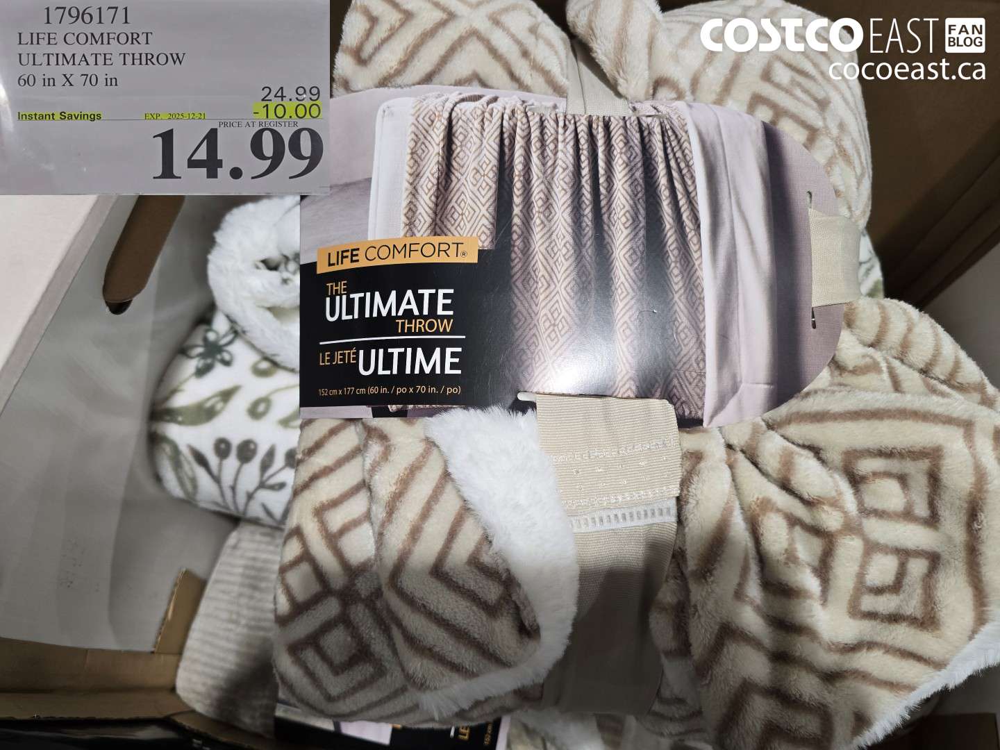 1796171 LIFE COMFORT ULTIMATE THROW 60 in X 70 in ($10.00 INSTANT SAVINGS EXPIRES ON 2025-12-21) $14.99