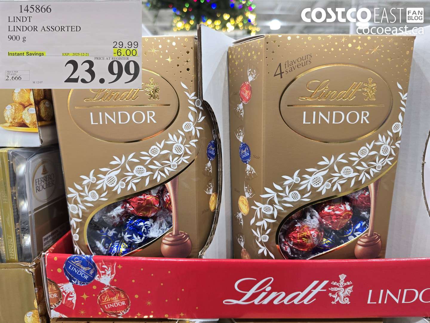 145866 LINDT LINDOR ASSORTED 900 G ($6.00 INSTANT SAVINGS EXPIRES ON 2025-12-21) $23.99