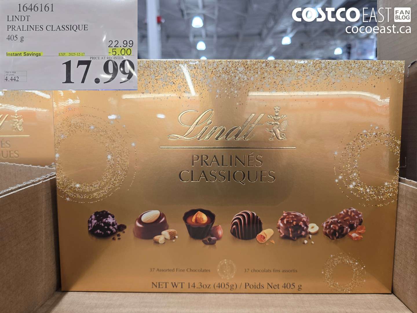 1646161 LINDT PRALINES CLASSIQUE 405G ($5.00 INSTANT SAVINGS EXPIRES ON 2025-12-17) $17.99
