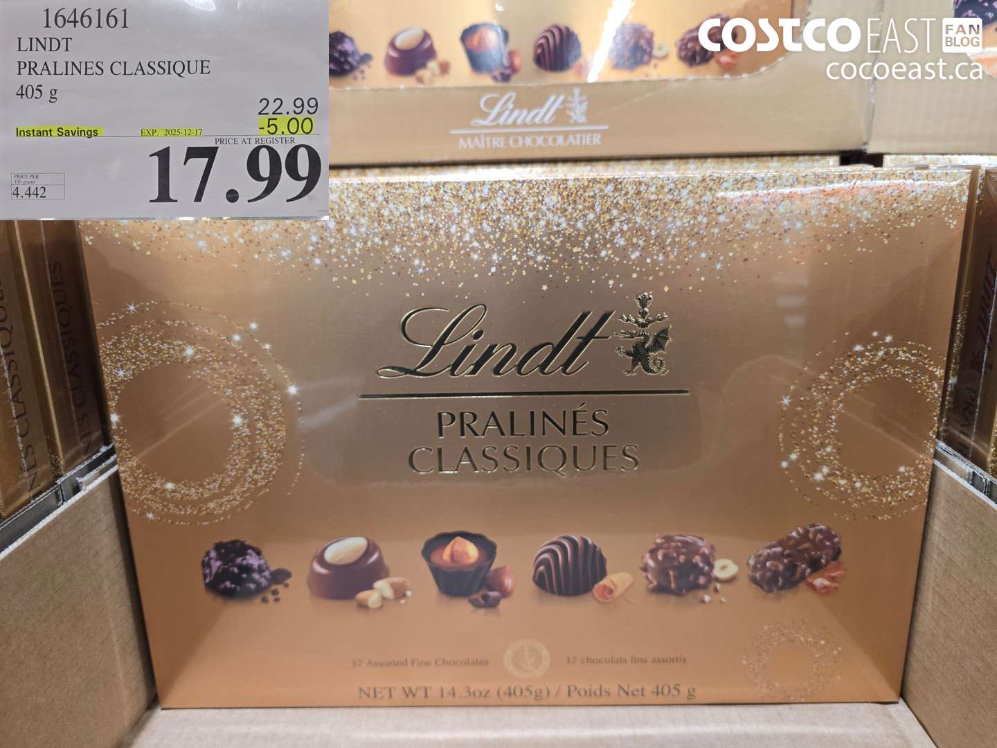 1646161 LINDT PRALINES CLASSIQUE 405G ($5.00 INSTANT SAVINGS EXPIRES ON 2025-12-17) $17.99