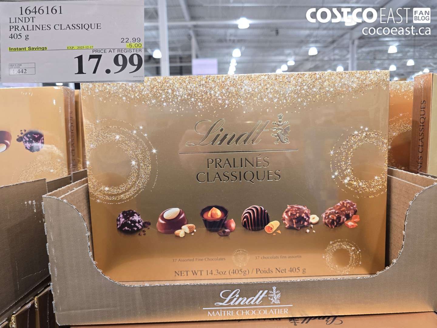 1646161 LINDT PRALINES CLASSIQUE 405G ($5.00 INSTANT SAVINGS EXPIRES ON 2025-12-17) $17.99