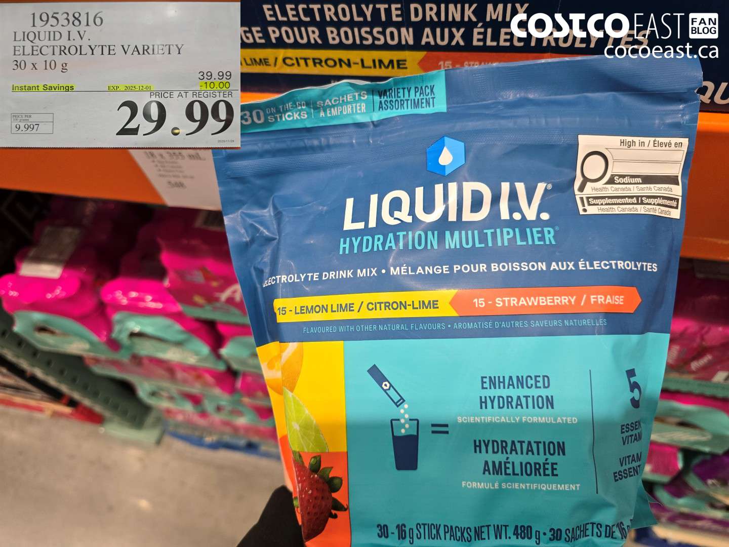 1953816 LIQUID I.V. ELECTROLYTE VARIETY 30 X 10 G ($10.00 INSTANT SAVINGS EXPIRES ON 2025-12-01) $29.99