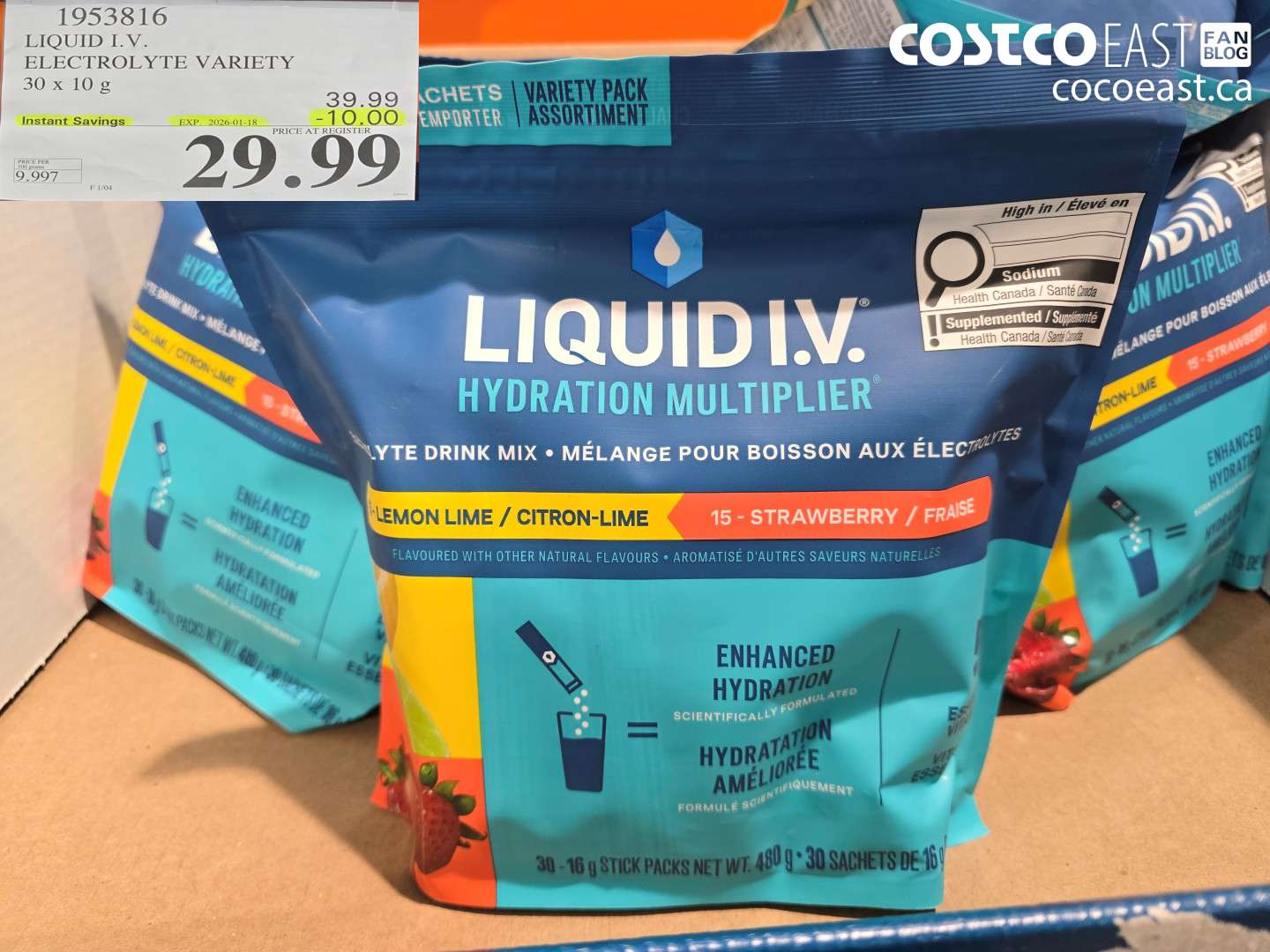 1953816 LIQUID I.V. ELECTROLYTE VARIETY 30 X 10 G ($10.00 INSTANT SAVINGS EXPIRES ON 2026-01-18) $29.99