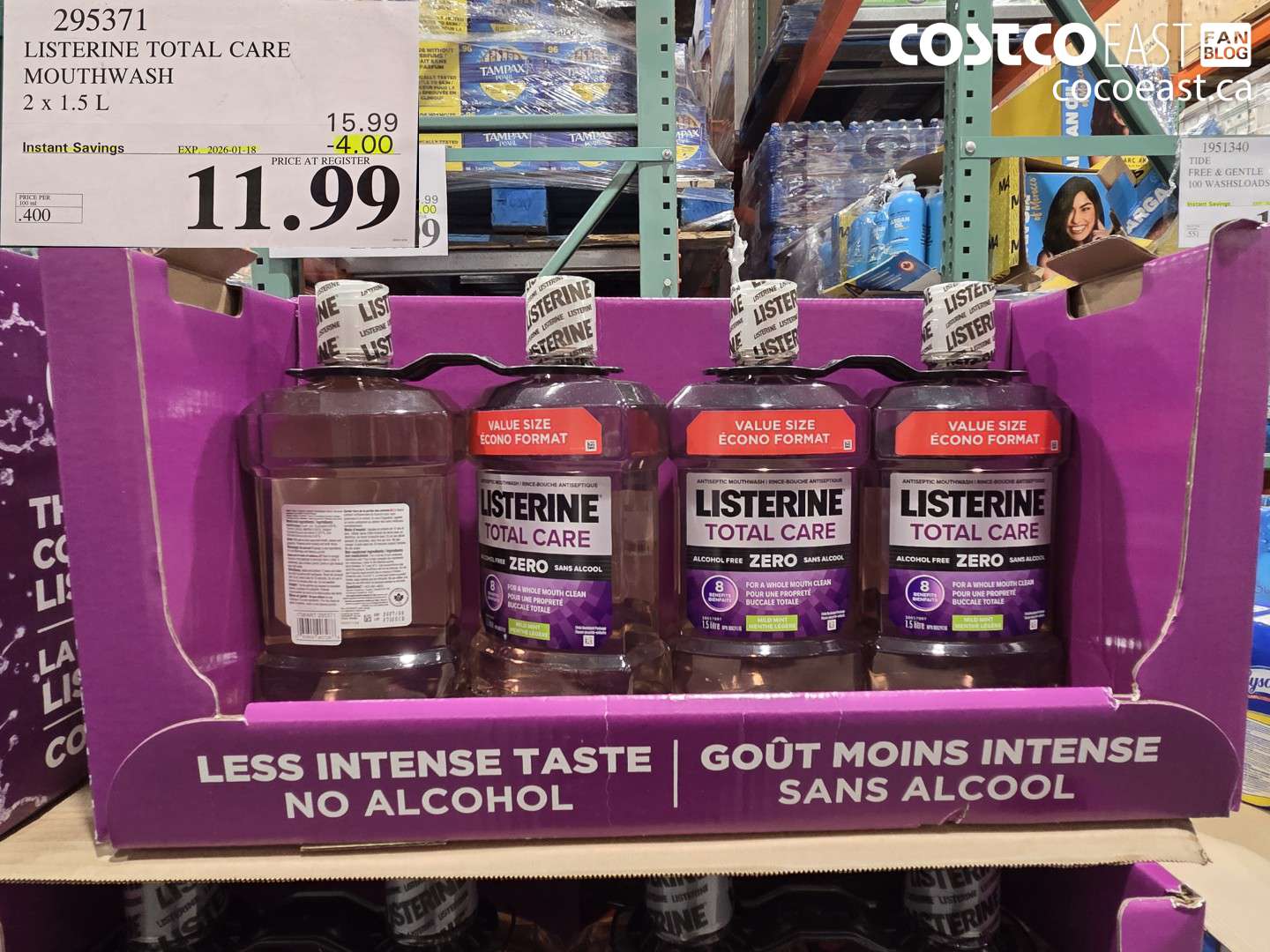 295371 LISTERINE TOTAL CARE MOUTHWASH 2 X 1.5L ($4.00 INSTANT SAVINGS EXPIRES ON 2026-01-18) $11.99