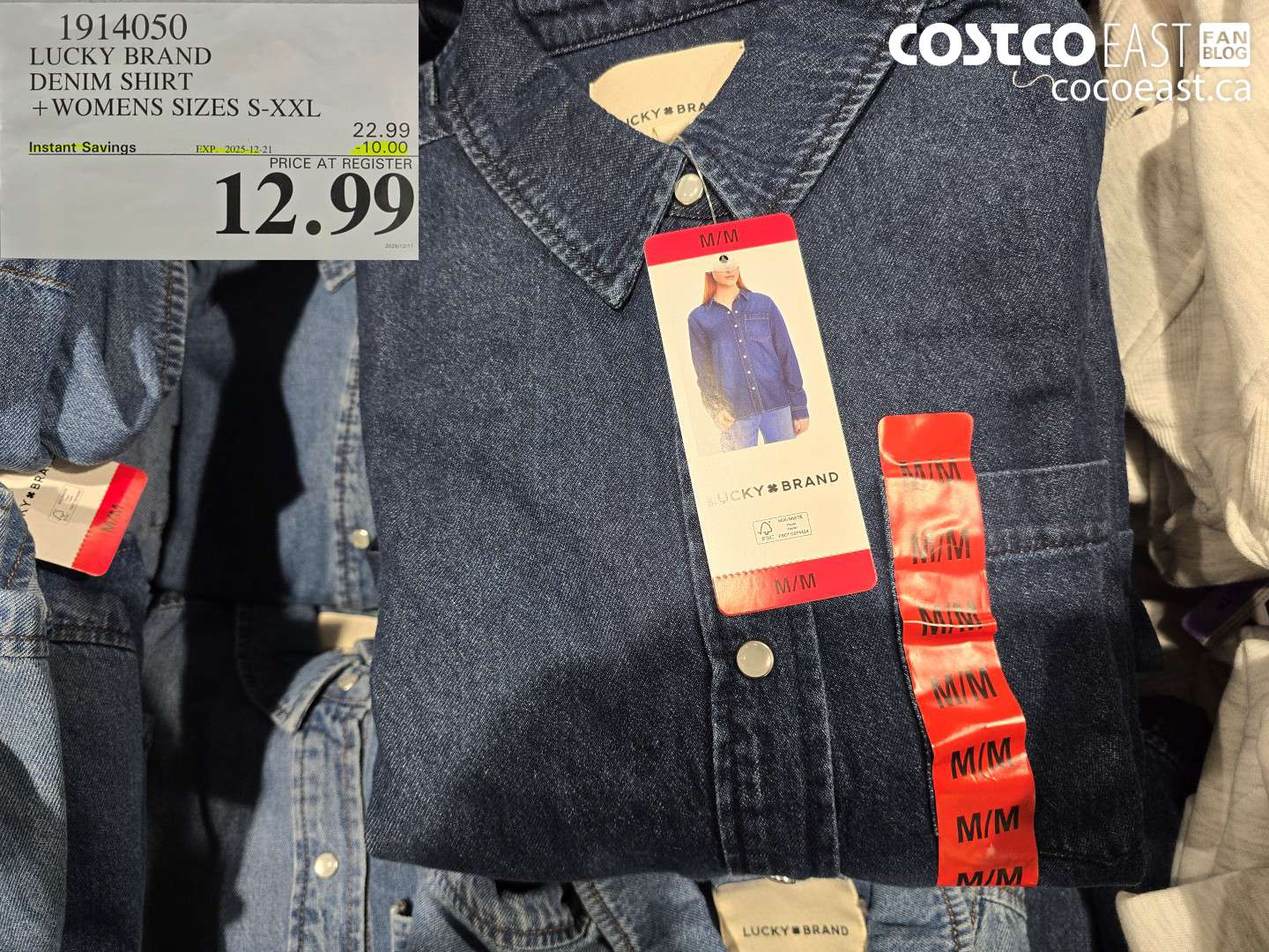 1914050 LUCKY BRAND DENIM SHIRT + WOMENS SIZES S-XXL ($5.00 INSTANT SAVINGS EXPIRES ON 2025-12-21) $12.99