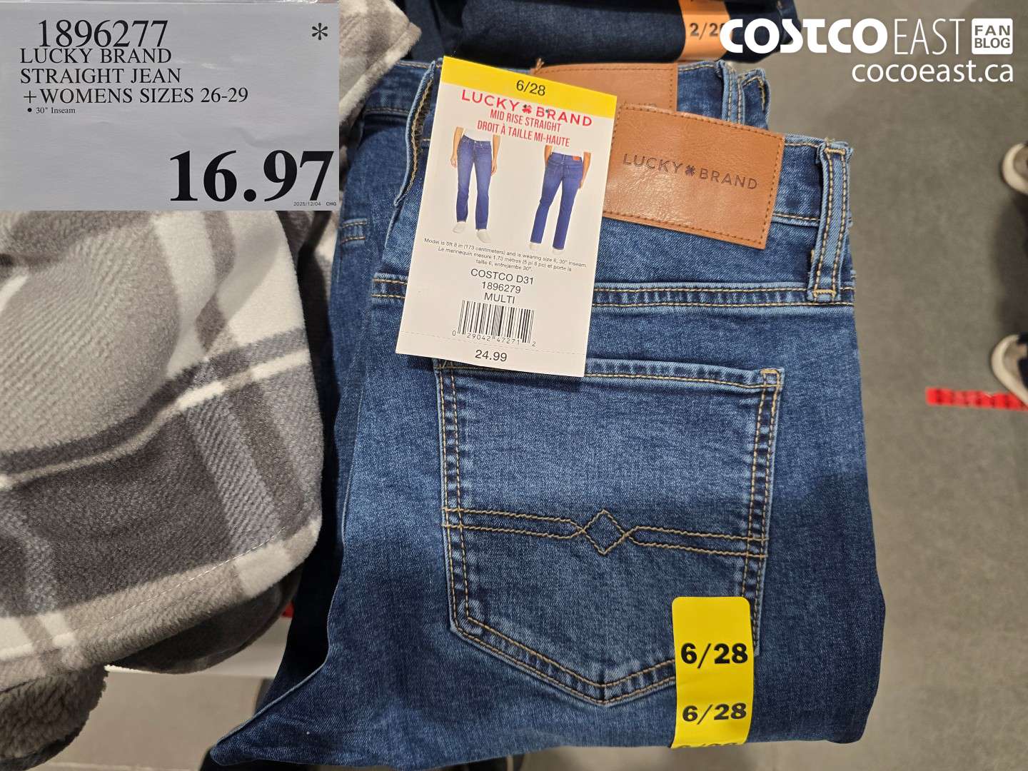 1896277 LUCKY BRAND STRAIGHT JEAN +WOMENS SIZES 26-29 $16.97