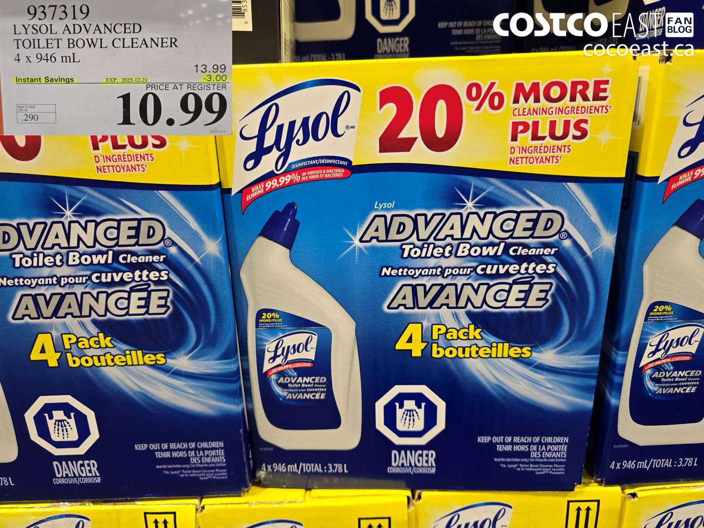 937319 LYSOL ADVANCED TOILET BOWL CLEANER 4 X 946 ML ($3.00 INSTANT SAVINGS EXPIRES ON 2025-12-21) $10.99