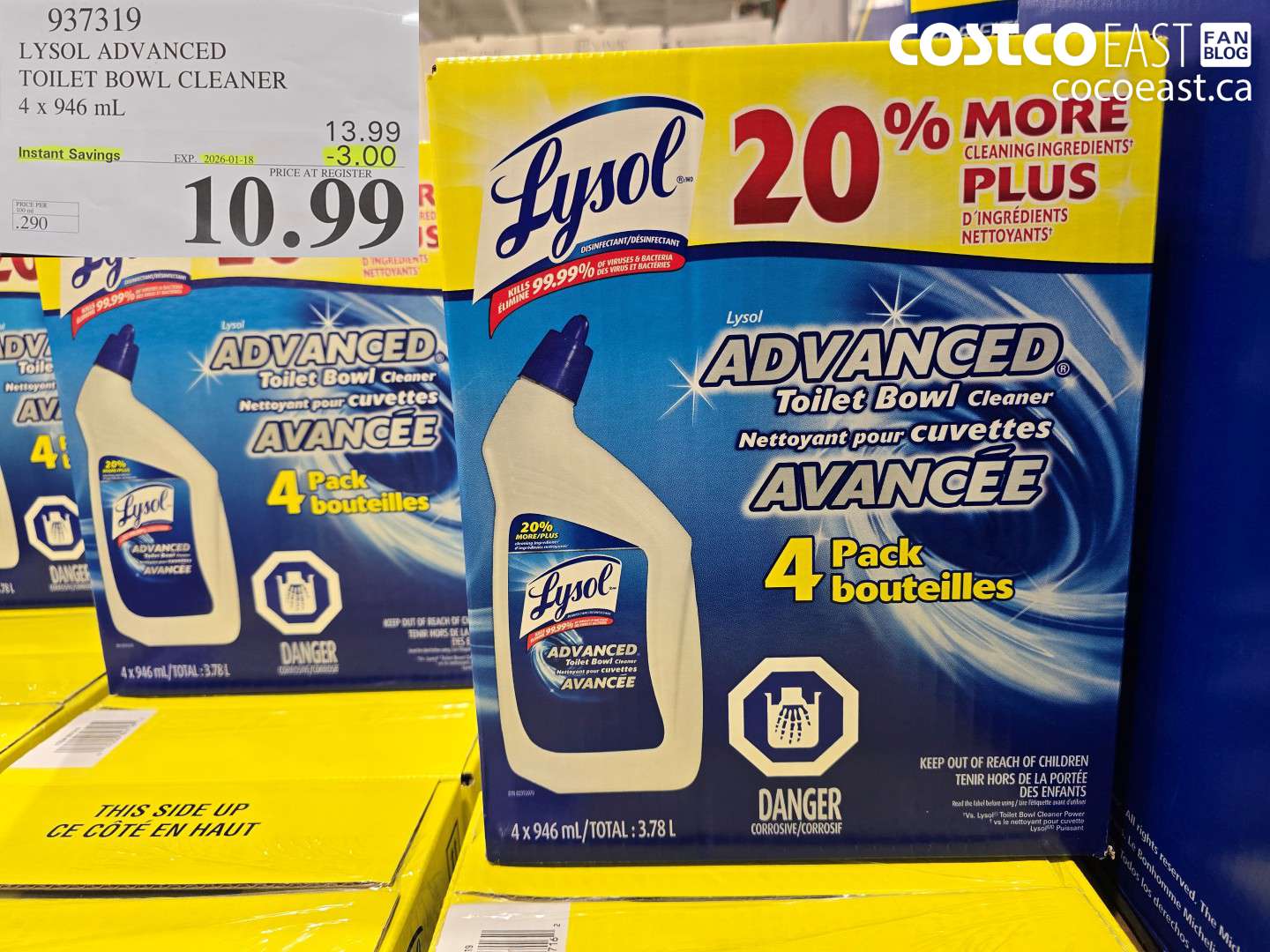 937319 LYSOL ADVANCED TOILET BOWL CLEANER 4 X 946 ML ($3.00 INSTANT SAVINGS EXPIRES ON 2026-01-18) $10.99