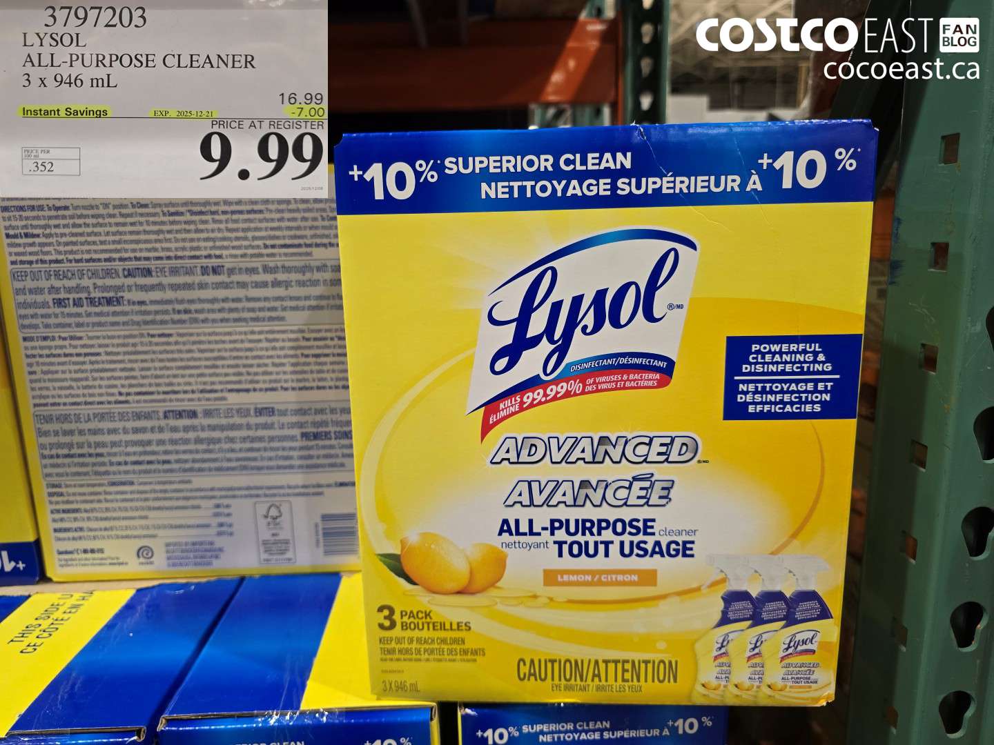 3797203 LYSOL ALL-PURPOSE CLEANER 3 x 946 mL ($7.00 INSTANT SAVINGS EXPIRES ON 2025-12-21) $9.00