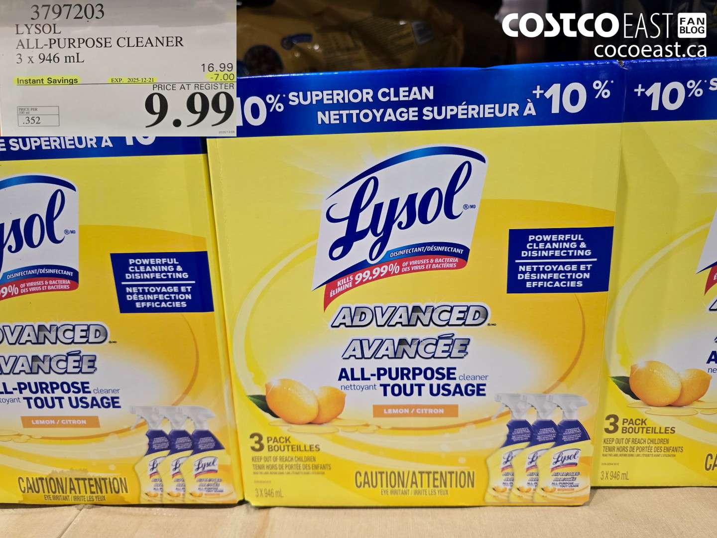 3797203 LYSOL ALL-PURPOSE CLEANER 3 x 946 mL ($7.00 INSTANT SAVINGS EXPIRES ON 2025-12-21) $9.00