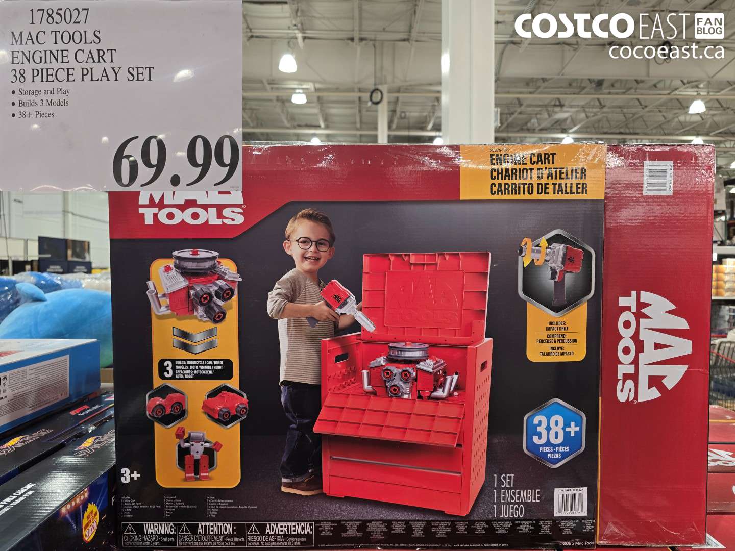 1785027 MAC TOOLS ENGINE CART 38 PIECE PLAY SET $69.99