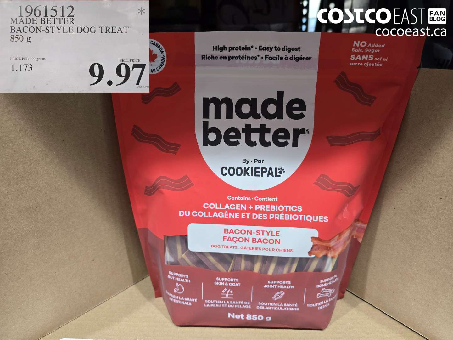 1961512 MADE BETTER BACON-STYLE DOG TREAT 850 g $9.97