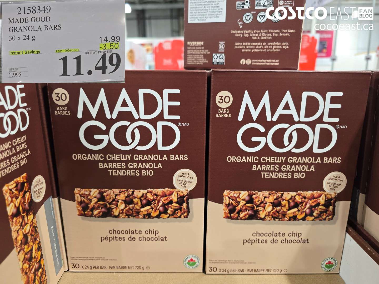 2158349 MADE GOOD GRANOLA BARS 30 x 24 g ($3.50 INSTANT SAVINGS EXPIRES ON 2026-01-18) $11.49