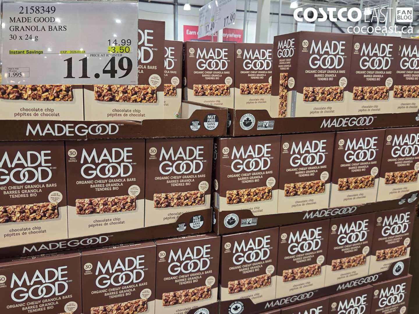 2158349 MADE GOOD GRANOLA BARS 30 x 24 g ($3.50 INSTANT SAVINGS EXPIRES ON 2026-01-18) $11.49